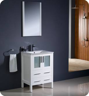 Fresca FVN6224WH-UNS Torino 24" Modern Bathroom Vanity with Integrated Sink in White