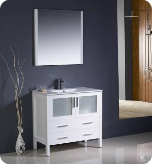 Fresca FVN6236WH-UNS Torino 36" Modern Bathroom Vanity with Integrated Sink in White