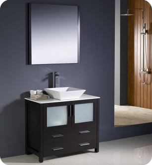 Fresca FVN6236ES-VSL Torino 36" Modern Bathroom Vanity with Vessel Sink in Espresso