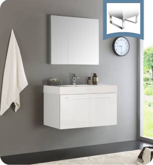 Fresca FVN8090WH Vista 36" White Modern Bathroom Vanity with Medicine Cabinet