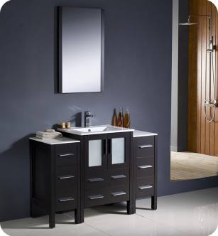 Fresca FVN62-122412ES-UNS Torino 48" Modern Bathroom Vanity with 2 Side Cabinets and Integrated Sink in Espresso