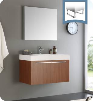 Fresca FVN8090TK Vista 36" Teak Modern Bathroom Vanity with Medicine Cabinet