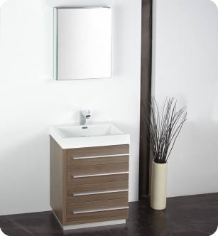 Fresca FVN8024GO Livello 24" Modern Bathroom Vanity with Medicine Cabinet in Gray Oak