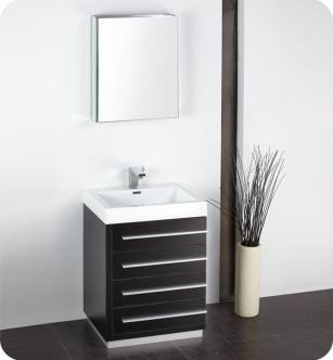 Fresca FVN8024BW Livello 24" Modern Bathroom Vanity with Medicine Cabinet in Black