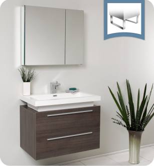Fresca FVN8080GO Medio 32" Gray Oak Modern Bathroom Vanity with Medicine Cabinet