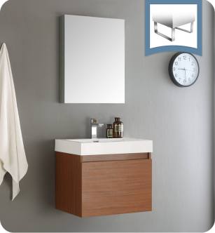 Fresca FVN8006TK Nano 24" Teak Modern Bathroom Vanity with Medicine Cabinet