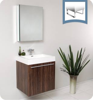 Fresca FVN8058GW Alto 23" Walnut Modern Bathroom Vanity with Medicine Cabinet
