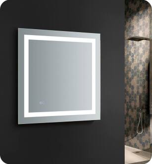 Fresca FMR023030 Santo 30" Wide x 30" Tall Bathroom Mirror with LED Lighting
