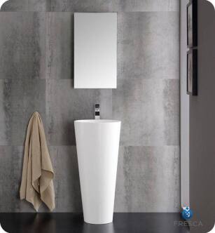 Messina 16" White Pedestal Sink with Modern Bathroom Vanity