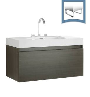 Fresca FCB8010GO-I Mezzo 39" Gray Oak Modern Bathroom Cabinet with Integrated Sink
