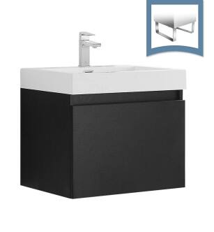 Fresca FCB8006BW-I Nano 24" Black Modern Bathroom Cabinet with Integrated Sink