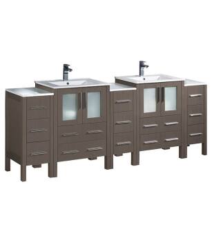 Fresca FCB62-72GO-I Torino 84" Gray Oak Modern Double Sink Bathroom Cabinets with Integrated Sinks