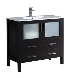Fresca FCB6236ES-I Torino 36" Espresso Modern Bathroom Cabinet with Integrated Sink