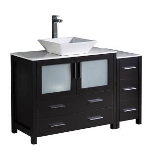 Fresca FCB62-3612ES-CWH-V Torino 48" Espresso Modern Bathroom Cabinets with Top & Vessel Sink