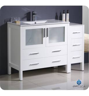 Fresca FCB62-3612WH-I Torino 48" White Modern Bathroom Cabinets with Integrated Sink