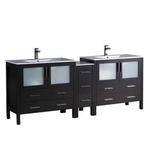Fresca FCB62-361236ES-I Torino 84" Espresso Modern Double Sink Bathroom Cabinets with Integrated Sinks