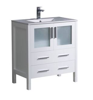 Fresca FCB6230WH-I Torino 30" White Modern Bathroom Cabinet with Integrated Sink