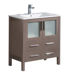 Fresca FCB6230GO-I Torino 30" Grey Oak Modern Bathroom Cabinet with Integrated Sink