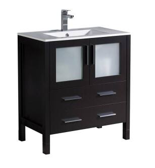 Fresca FCB6230ES-I Torino 30" Espresso Modern Bathroom Cabinet with Integrated Sink