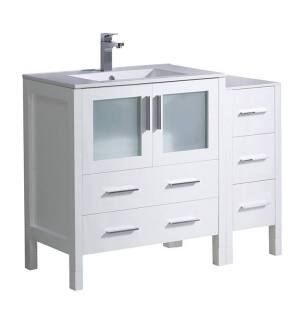 Fresca FCB62-3012WH-I Torino 42" White Modern Bathroom Cabinets with Integrated Sink