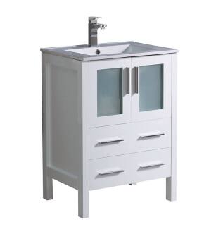 Fresca FCB6224WH-I Torino 24" White Modern Bathroom Cabinet with Integrated Sink