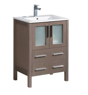 Fresca FCB6224GO-I Torino 24" Grey Oak Modern Bathroom Cabinet with Integrated Sink
