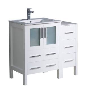 Fresca FCB62-2412WH-I Torino 36" White Modern Bathroom Cabinets with Integrated Sink