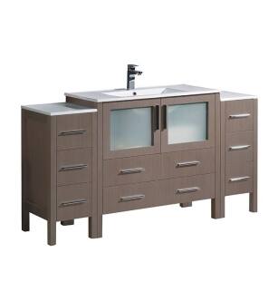 Fresca FCB62-123612GO-I Torino 60" Gray Oak Modern Bathroom Cabinets with Integrated Sink