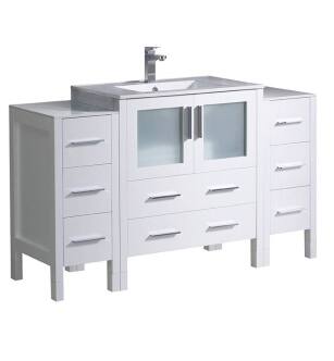 Fresca FCB62-123012WH-I Torino 54" White Modern Bathroom Cabinets with Integrated Sink