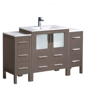 Fresca FCB62-123012GO-I Torino 54" Gray Oak Modern Bathroom Cabinets with Integrated Sink