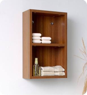 Fresca FST8092TK Teak Bathroom Linen Side Cabinet with 2 Open Storage Areas