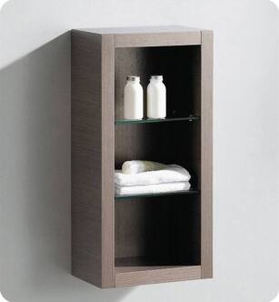Fresca FST8130GO Gray Oak Bathroom Linen Side Cabinet with 2 Glass Shelves