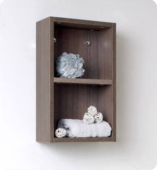 Fresca FST8092GO Gray Oak Bathroom Linen Side Cabinet with 2 Open Storage Areas