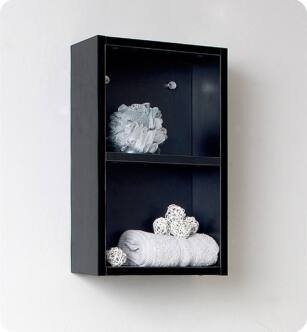 Fresca FST8092BW Black Bathroom Linen Side Cabinet with 2 Open Storage Areas