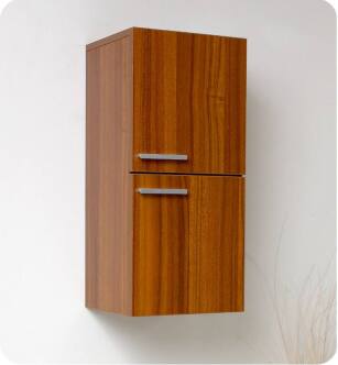 Fresca FST8091TK Teak Bathroom Linen Side Cabinet with 2 Storage Areas
