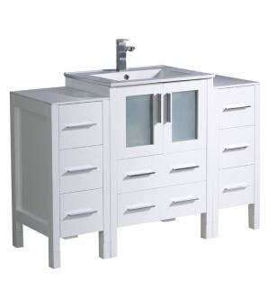 Fresca FCB62-122412WH-I Torino 48" White Modern Bathroom Cabinets with Integrated Sink