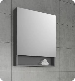 Fresca FMC6124GR Fresca 24" Gray Bathroom Medicine Cabinet with Small Bottom Shelf