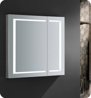 Fresca FMC023636 Spazio 36" Wide x 36" Tall Bathroom Medicine Cabinet with LED Lighting