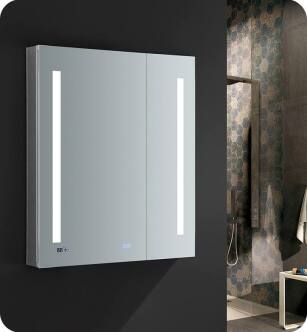 Fresca FMC013036 Tiempo 30" Wide x 36" Tall Bathroom Medicine Cabinet with LED Lighting