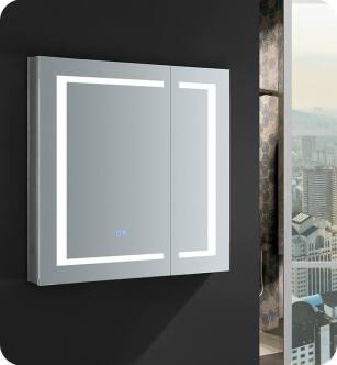 Fresca FMC023030 Spazio 30" Wide x 30" Tall Bathroom Medicine Cabinet with LED Lighting
