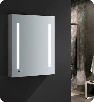 Fresca FMC012430 Tiempo 24" Wide x 30" Tall Bathroom Medicine Cabinet with LED Lighting