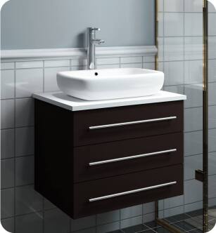 Fresca FCB6185ES-VSL-I Modella 24" Espresso Wall Hung Modern Bathroom Cabinet with Top & Vessel Sink