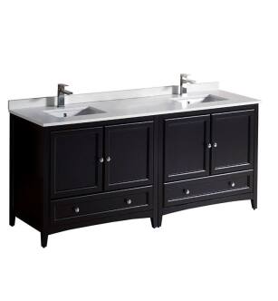 Fresca FCB20-3636ES-U Oxford 72" Espresso Traditional Double Sink Bathroom Cabinets with Top & Sinks