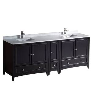 Fresca FCB20-361236ES-CWH-U Oxford 84" Espresso Traditional Double Sink Bathroom Cabinets with Top & Sinks