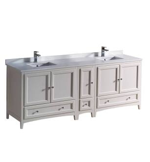 Fresca FCB20-361236AW-CWH-U Oxford 84" Antique White Traditional Double Sink Bathroom Cabinets with Top & Sinks