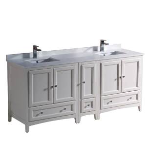 Fresca FCB20-301230AW-U Oxford 72" Antique White Traditional Double Sink Bathroom Cabinets with Top & Sinks