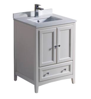 Fresca FCB2024AW-U Oxford 24" Antique White Traditional Bathroom Cabinet with Top & Sinks