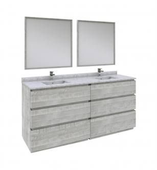 Fresca FVN31-3636ASH-FC Fresca Formosa 72" Floor Standing Double Sink Modern Bathroom Vanity with Mirrors in Ash