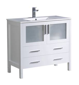 Fresca FCB6236WH-I Torino 36" White Modern Bathroom Cabinet with Integrated Sink