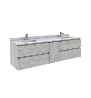 Fresca FCB31-301230ASH-U Formosa 72" Wall Hung Double Sink Modern Bathroom Cabinet with Top & Sink in Ash